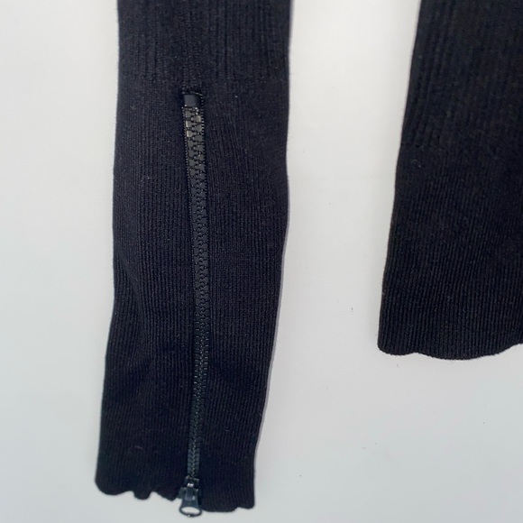 Zara black ribbed sweater checkered stripe quarter zippull over Large NWT - Picture 5 of 6